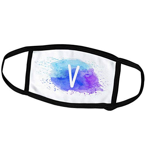 3dRose Monogram Letter V Inside a Teal- Blue- and Purple Paint Splash. - Face Covers -fc-324842-1- 3dRose Monogram Letter V Inside a Teal- Blue- and Purple Paint Splash. - Face Covers -fc-324842-1-