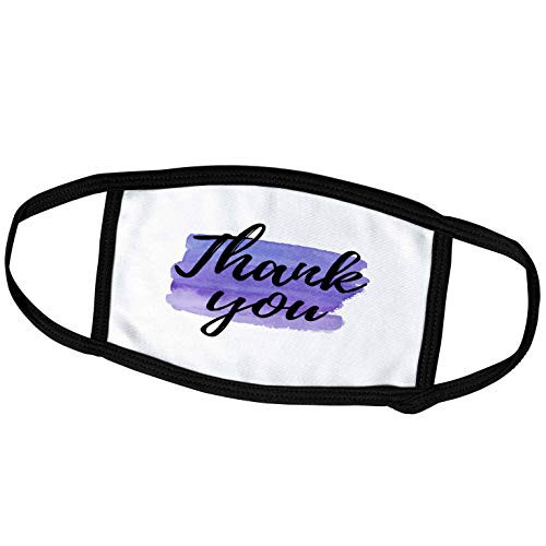 3dRose Black Cursive Thank You on Purple Paint Splash on White. - Face Covers -fc-324897-1- 3dRose Black Cursive Thank You on Purple Paint Splash on White. - Face Covers -fc-324897-1-