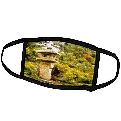 3dRose Boehm Digital Paint Garden - Japanese Stone Lantern and Garden - Face Covers -fc-40587-3-