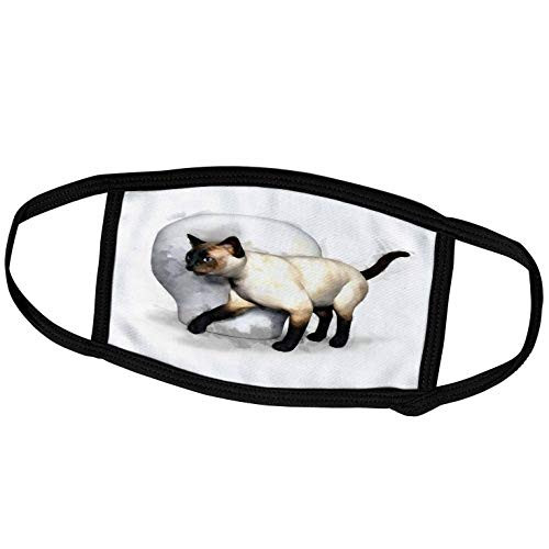 3dRose Boehm Digital Paint Animal - Siamese Cat and Vase - Face Covers -fc-41473-3-