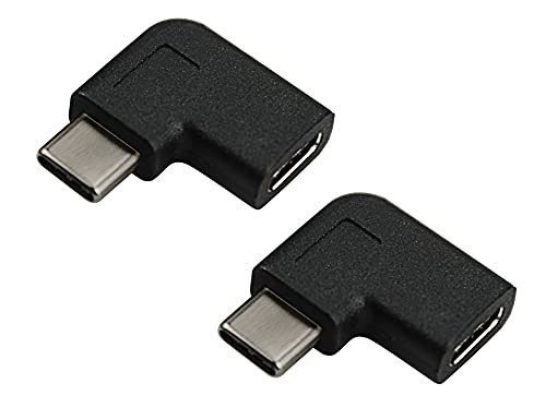 Ruaeoda USB C Angle Adapter -2 Pack- 90 Degree USB-C Type C Male to Female Adapter- Upward  and  Downward Angled USB-C USB 3.1 Type-C Extension for Laptop  and  Tablet