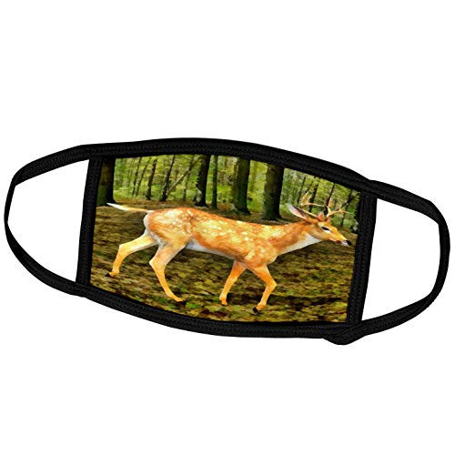3dRose Boehm Digital Paint Deer - Deer in The Forest Walking - Face Covers -fc-52442-3-