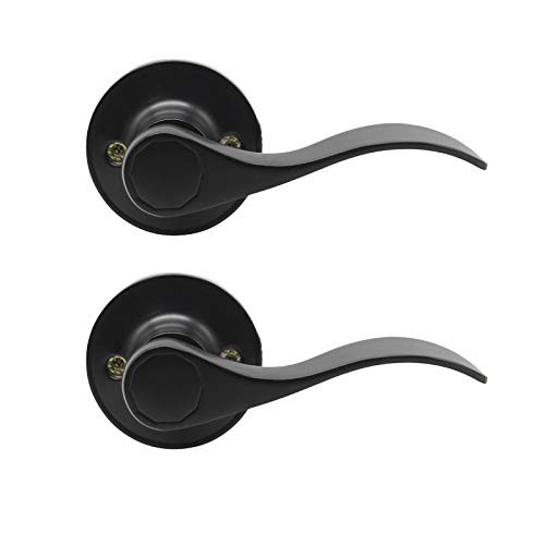 2 Pack Probrico Interior Door Lever Door Knob Door Handle Lock Half Dummy Keyless Door knobs Dummy Knobs in Black-Right Handed Reversible