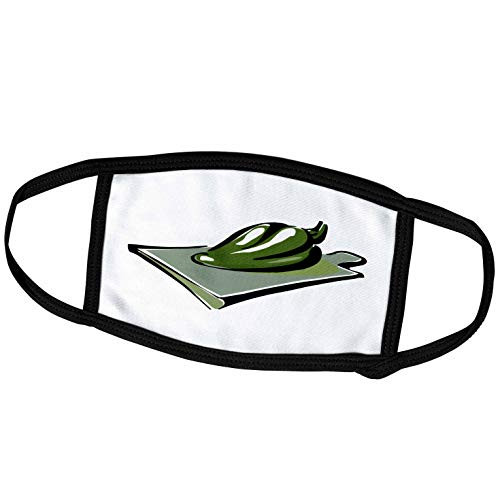 3dRose Susans Zoo Crew Food Vegetable Hot Pepper - Pepper Green on Cutting Board Graphic - Face Masks -fm-175627-3-