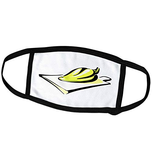 3dRose Susans Zoo Crew Food Vegetable Hot Pepper - Pepper Yellow on Cutting Board Graphic - Face Masks -fm-175643-2-