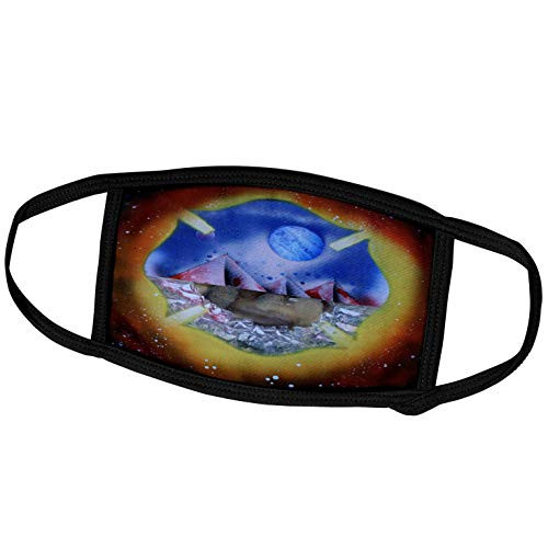 3dRose Susans Zoo Crew Spacepainting - Shield Blue Pyramid Planet - Face Masks -fm-183137-2-
