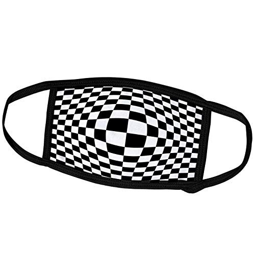 3dRose Russ Billington Patterns - Funky Black and White Checkerboard Stretch Distortion - Face Masks -fm-219022-2-