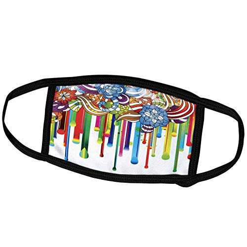 3dRose Anne Marie Baugh - Flowers - Pretty Zentangle Flowers Dripping Color Paint - Face Masks -fm-236054-2-