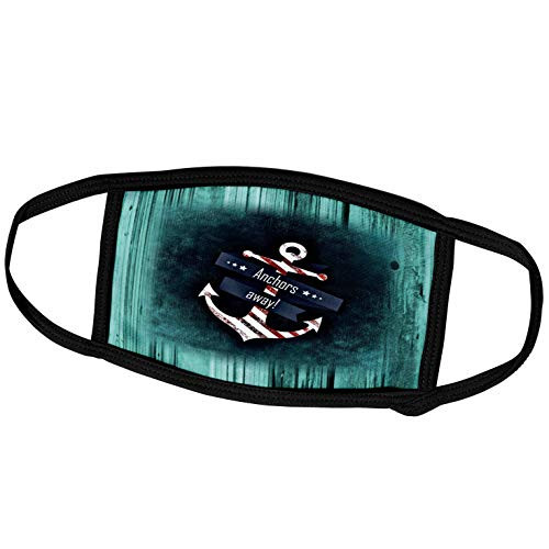 3dRose Florene Nautical Decor - Image of Anchors Away Striped Anchor On Aqua Boards - Face Masks -fm-237464-2-