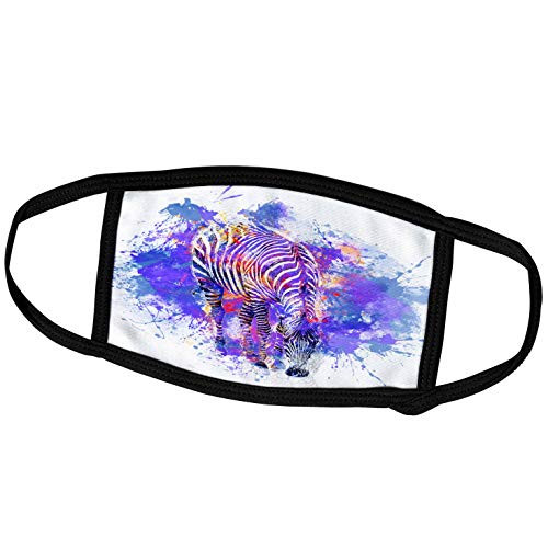 3dRose Andrea Haase Animals Illustration - Modern Cool Colorful Zebra Artwork with Paint Splatter - Face Masks -fm-266472-2-