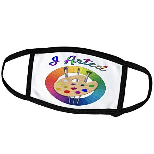 3dRose Macdonald Creative Studios  Artist - Funny I Arted Design with Art Paint Palette Color Wheel for Artists. - Face Masks -fm-295582-3-