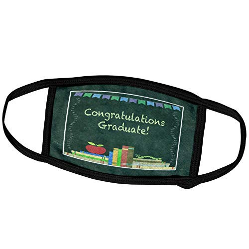 3dRose Beverly Turner Graduation Design - Image of Caulk Board Congratulation Graduate- Books- Apple- Flags- ABC - Face Masks -fm-306404-3- 3dRose Beverly Turner Graduation Design - Image of Caulk Board Congratulation Graduate- Books- Apple- Flags- ABC - Face Masks -fm-306404-3-