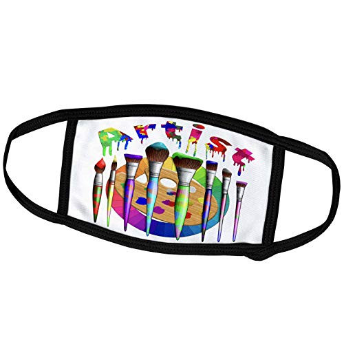 3dRose Artist Design of Paint Brushes- a Color Wheel- and Artist Palette. - Face Masks -fm-326252-3-