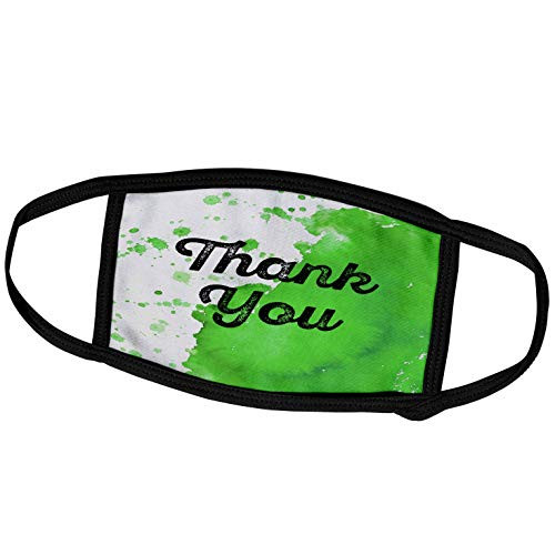 3dRose Thank You with a Green Watercolor Paint Splotch as Background. - Face Masks -fm-327767-1-