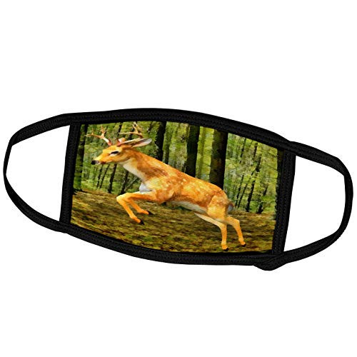 3dRose Boehm Digital Paint Deer - Deer in The Forest Leaping - Face Masks -fm-52440-3-