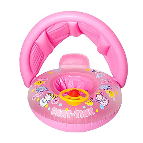 ZZJX Inflatable Swim Rings for Kids Age of 3-30 Months Newest Infant Floats with Sun Protection Canopy and Tail Baby Swimming Floatie Swim Trainer Pool Floats for Toddlers Swim Pool Accessories