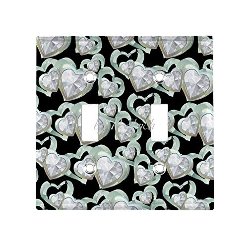 2 Gang Wall Plate Cover Decorator Wall Switch Light Plate Double Toggle Diamond Hearts Double Toggle Classic Beadboard Unbreakable Faceplate