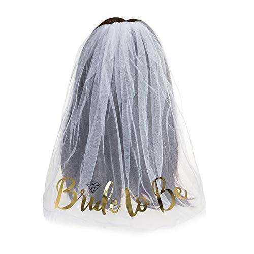 Bachelorette Party Veil Wedding Bridal Shower Veil Bride to Be Veils Accessories -Gold-
