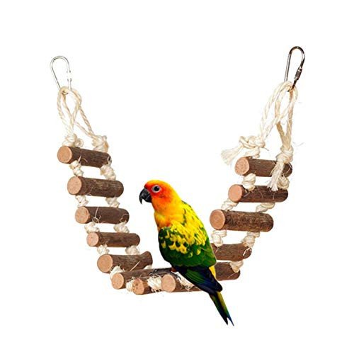 Naturals Pet Rope Ladder Bird Toy?Standing Ladder Hanging Wood Bridge? Hamster Parrot Bird Climbing Swing Toy Chewing Toy
