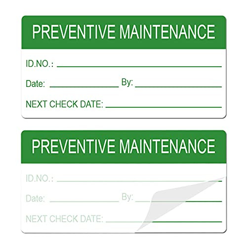 Green Self Laminating Preventative Maintenance Labels 1 x 2 Inch - Inspection Safety Label by/Date/Next" Stickers with Clear Flap 180 Pcs Per Pack -Green- 1 x 2 Inch-