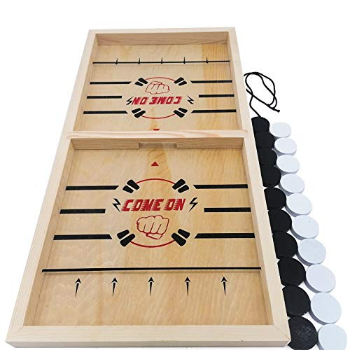 Puck Game -Sling Puck Game- Fast Sling Puck Game Large-Foosball Winner Board Game -Family Board Games for Adults Kids Hockey Game Board Large Size Pass Puck Game Board Wooden -Large-