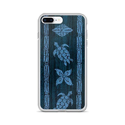 joyganzan Samoan Tapa Faux Koa Wood Hawaiian Surfboard - Blue Case Cover Compatible for iPhone -7 Plus/8 Plus-