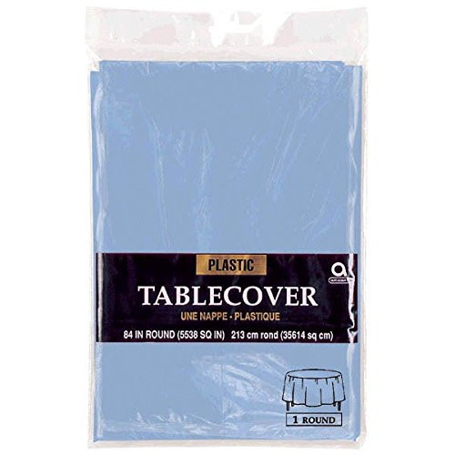 Amscan Round Pastel Blue Plastic Table Cover | Party Tableware