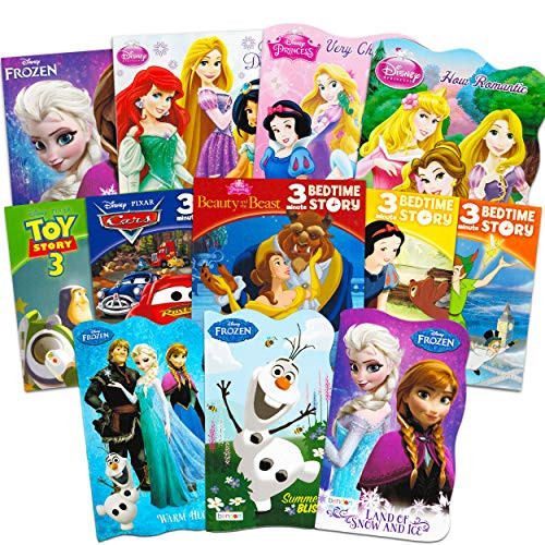 Disney Frozen Pixar Princess Board Book Ultimate Set ~ Bundle Includes 12 Books for Toddlers Featuring Elsa- Ariel- Aladdin- Belle- and Other Disney Favorites