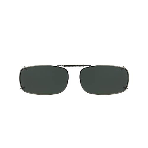 Dioptics Solar Shield-15 REC Polarized Rectangular Clip On Sunglasses- Gray- 56 mm