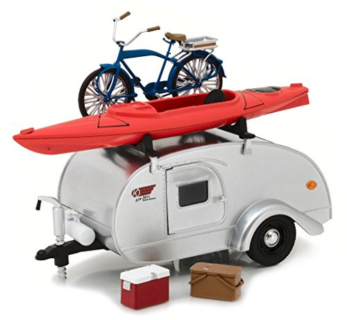 1947 Ken Skill Tear Drop Trailer with Accessories for 1/24 Scale Model Cars and Trucks 1/24 Diecast Model Greenlight 18420 A