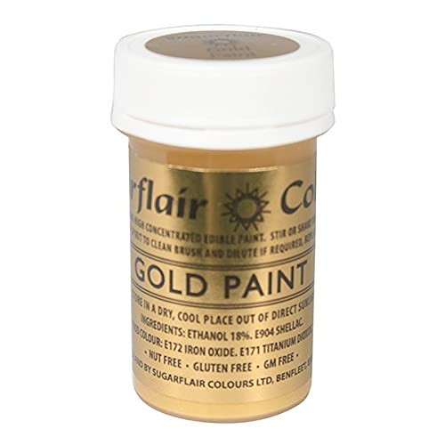 Sugarflair Gold Edible Paint Cake Icing Matt Colour for Sugarpaste Decorating
