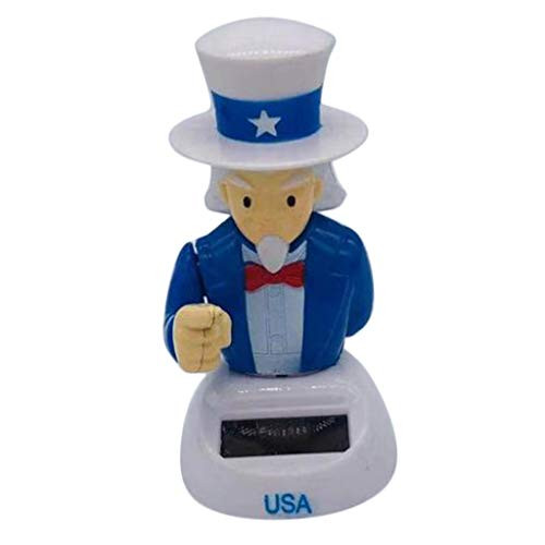 LOVIVER Solar Powered Dancing Uncle Sam Animated Bobble Dancer Toy Table Car Decor