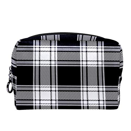 Makeup Bag Portable Travel-Plaid Check Tartan Gingham Pattern -Cosmetic Bag for Women-Beauty Zipper Makeup Organizer Bag