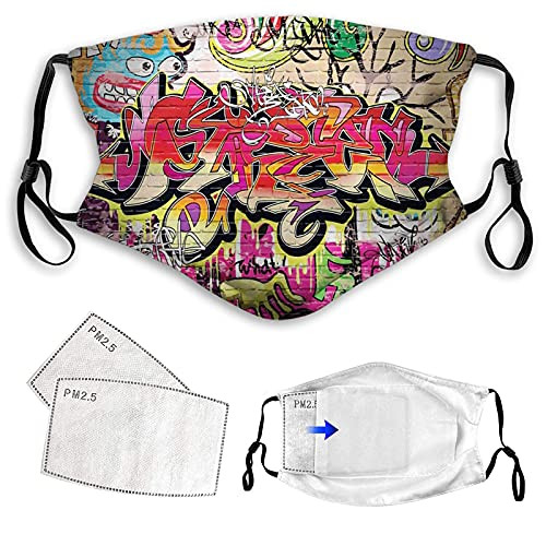 Windproof Mask-Brick Wall-Graffiti on Wall Urban Street Art with Spray Paint Tagger Underground Theme-Multicolor-Printed Facial Decorations For Men Women Windproof Mask-Brick Wall-Graffiti on Wall Urban Street Art with Spray Paint Tagger Underground Theme-Multicolor-Printed Facial Decorations For Men Women