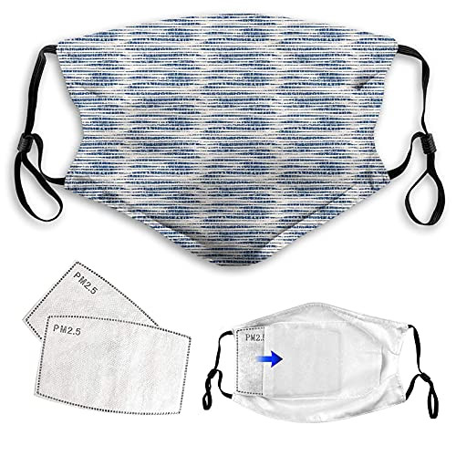 Comfortable Windproof Mask-Japanese-Oriental Composition of Stripes Watercolor Style Paint Dripping Pattern-Night Blue Eggshell-Facial Decorations For Anyone Adult