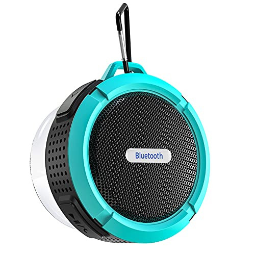 Bluetooth Shower Speaker- Waterproof Bluetooth Speaker with 6H Playtime- Loud HD Sound- Portable Outdoor Speaker- Bathroom Speaker with Suction Cup  and  Sturdy Hook for Pool Beach Home Party Travel-Blue