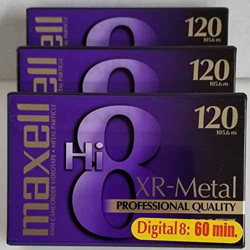 MAXELL Hi 8 XR Metal (P6-120XR) 120m Camcorder Tapes Digital 8: 60 MIN - 3 PACK