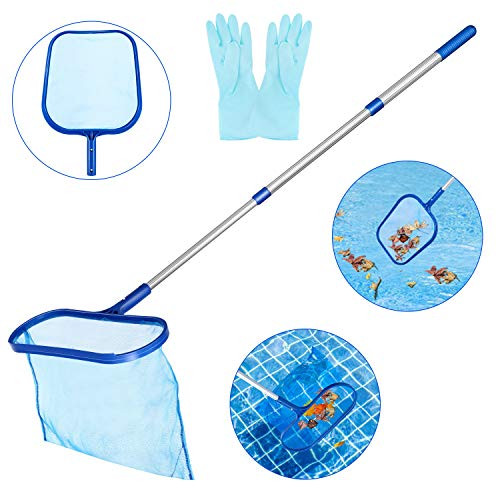 Homga Swimming Pool Skimmer- Professional Pool Leaf Skimmer- Leaf Net for Cleaning Swimming Pool Leaves  and  Debris -Large Pool Skimmer with Pole-