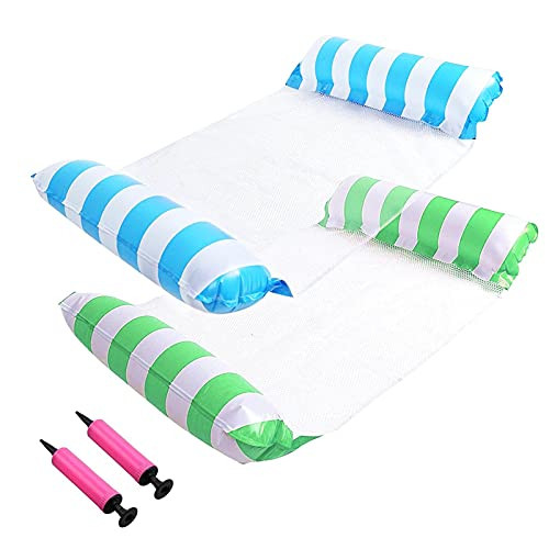 IUYYPU Swimming Pool Float Hammock Inflatable Pool Float- 2pcs Water Hammock with Air Pump- Pool Lounger Float Hammock Lightweight Floating Chair Swimming Pool Mat for Adults and Kids