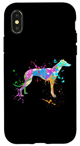 iPhone X/XS Greyhound Dog Watercolor Splash Art Paint Drip Splatter Gift Case