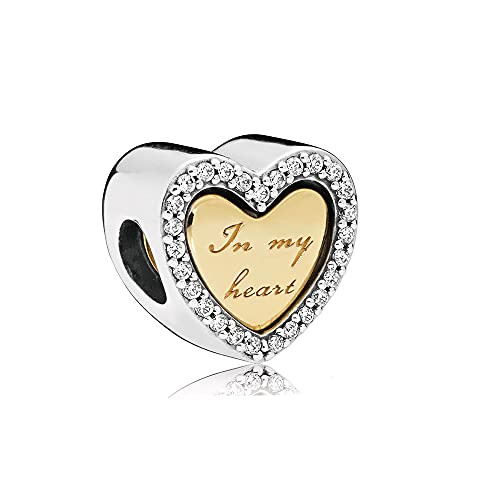 EZ Tuxedo In My Heart Charms 925 Sterling Silver Bead with Cubic Zirconia for Bracelets