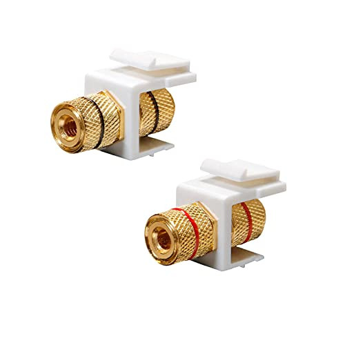 Banana Keystone Speaker Jack- Banana Jack Binding Post Keystone Jack Inserts with Black  and  Red Rings for Keystone Wall Plate -1-Pair-