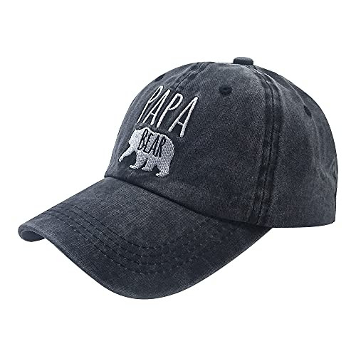 Waldeal Men's Papa Bear Embroidered Baseball Cap- Washed Vintage Adjustable Dad Hat Black