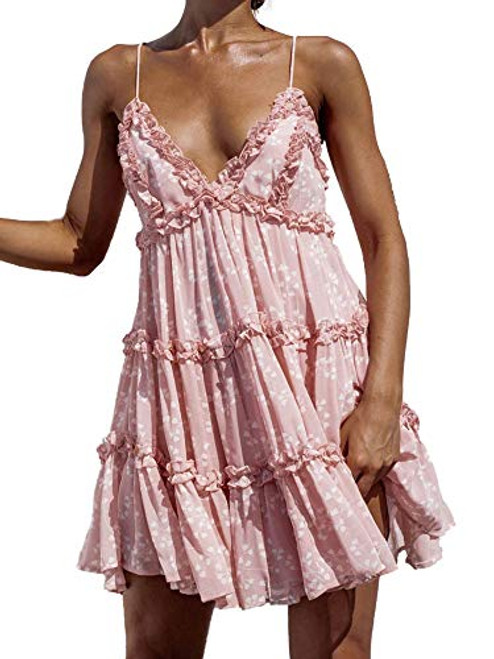 Michellecmm Womens Summer V-Neck Spaghetti Strap Sleeveless Bowknot Backless Lace Mini Swing Dress Michellecmm Womens Summer V-Neck Spaghetti Strap Sleeveless Bowknot Backless Lace Mini Swing Dress