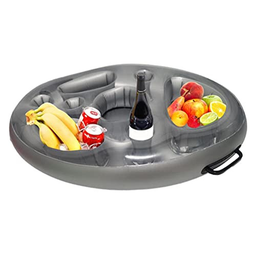 Floating Food  and  Drink Tray- 8 Holes Portable Summer Party Bucket Cup Holder- Inflatable Floating Drink Holder Beverage Cooler Tray for Pools  and  Hot Tub - Mobile Serving Bar