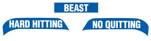 EliteTek Visor/Eye-Shield - Hard Hitting No Quitting Stickers for Your Visor -Sticker Only - Blue-