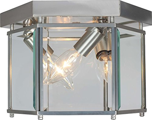 Volume Lighting V7223-33 3-Light Flush Mount Ceiling Fixture, Brushed Nickel