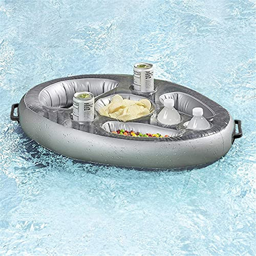 Inflatable Floating Tray- Premium Floating Drink Holder- Beach Outdoor Cup Holder- aterproof Durable Inflatable Cooler Serving Bar- for Pools Hot Tub