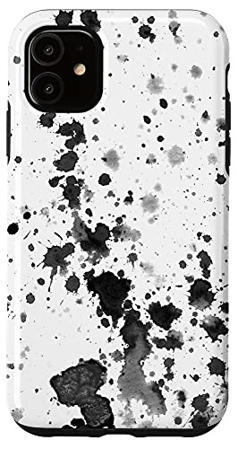 iPhone 11 Abstract Black White Paint Splatters Design Case