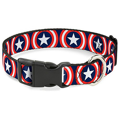 Buckle-Down Captain America Shield Navy Pet Collar - Large